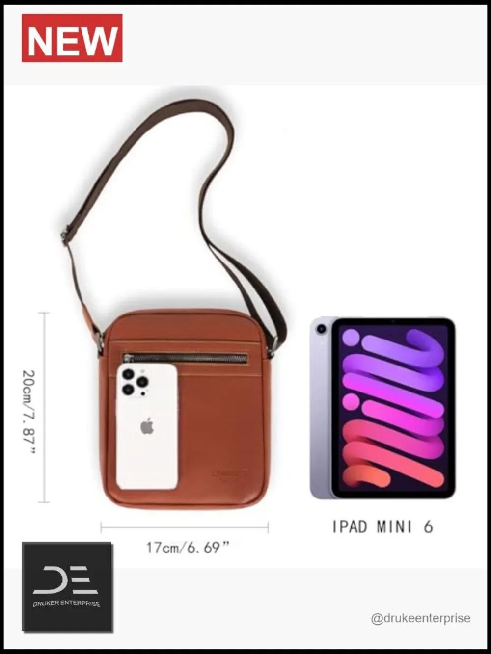 PU Leather Sling Crossbody Bag for Men Messenger Bag Mustard